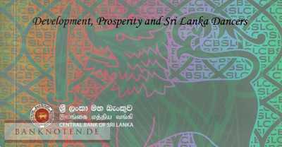 Sri Lanka: 20 - 5.000 Rupees im Folder, alle gleiche Seriennummer (6 Banknoten)