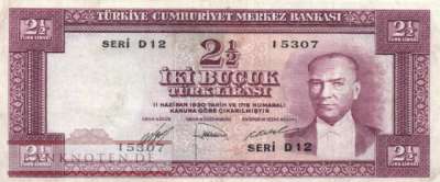 Türkei - 2 1/2  Lira (#150a_VF)