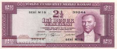 Türkei - 2 1/2  Lira (#151a_XF)