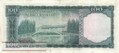 Türkei - 100  Lira (#168a_F)