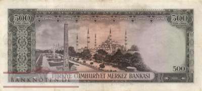 Türkei - 500  Lira (#171a_VF)