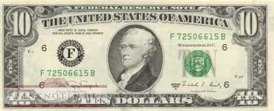 USA - 10  Dollars (#482-F_UNC)
