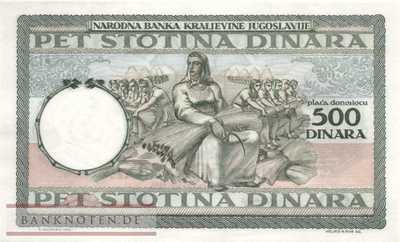 Jugoslawien - 500  Dinara (#032_AU)