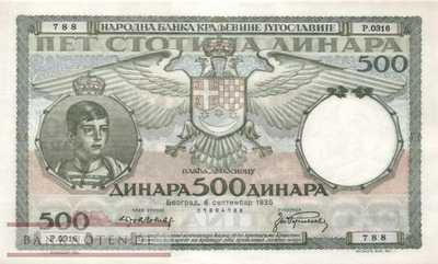 Jugoslawien - 500  Dinara (#032_AU)