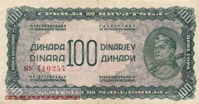 Jugoslawien - 100  Dinara (#053b_VF)