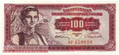 Jugoslawien - 100 Dinara (#069_UNC)