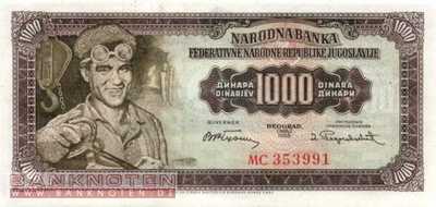 Jugoslawien - 1.000  Dinara (#071b_UNC)
