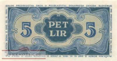 Jugoslawien/Slowenien - 5  Lir - Partisanen Ausgabe (#S114_AU)