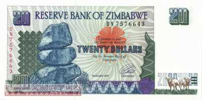 Zimbabwe - 20  Dollars (#007_UNC)