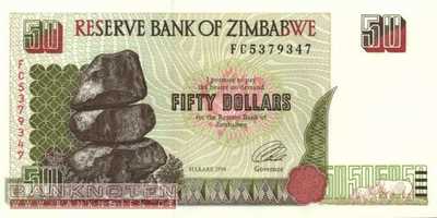 Zimbabwe - 50 Dollars (#008_UNC)