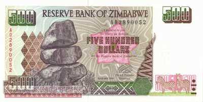 Zimbabwe - 500  Dollars (#011a_UNC)