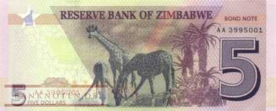 Zimbabwe - 5  Dollars (#100a-1_UNC)