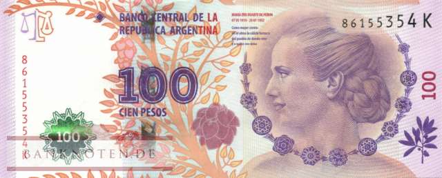 Argentinien - 100  Pesos - Evita Peron (#358b-K_UNC)