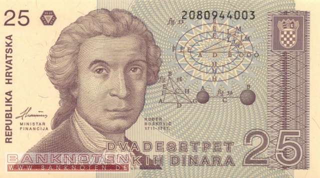 Kroatien - 25  Dinara (#019b_UNC)