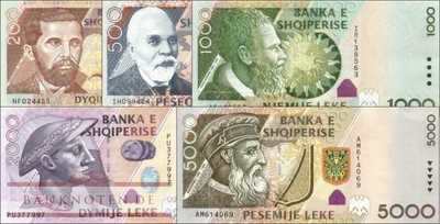 Albania: 200 - 5.000 Leke (5 banknotes)