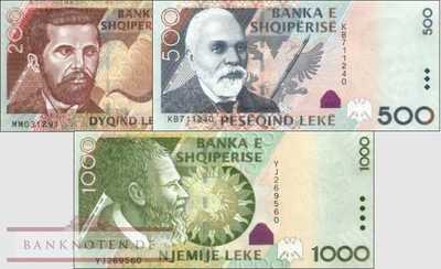 Albania: 200 - 1.000 Leke (3 banknotes)