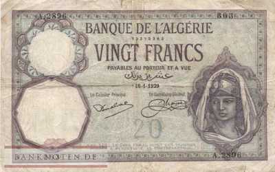 Algeria - 20  Francs (#078b_VG)