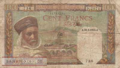 Algeria - 100  Francs (#085-45_G)