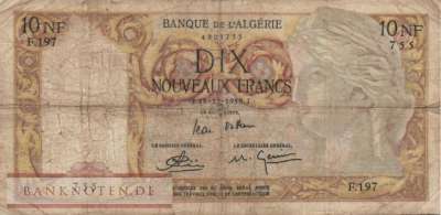 Algerien - 10  Nouveaux Francs (#119a-59_VG)