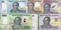 Angola: 200 - 5.000 Kwanzas (5 Banknoten)