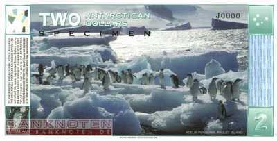 Antarctica - 2  Dollars - SPECIMEN (#002S_UNC)