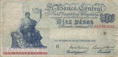 Argentinien - 10  Pesos (#253a_F)