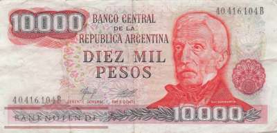 Argentina - 10.000  Pesos (#306a-2-B_VF)