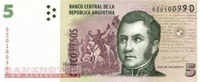 Argentina - 5  Pesos (#353a-1-D_UNC)