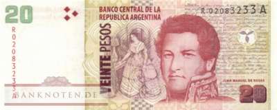 Argentina - 20  Pesos - Replacement (#355-G-R_UNC)