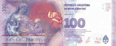 Argentinien - 100  Pesos - mit Blindenmarkierung (#358c-AA_UNC)