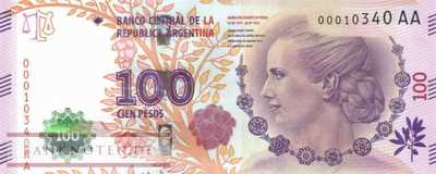 Argentinien - 100  Pesos - mit Blindenmarkierung (#358c-AA_UNC)