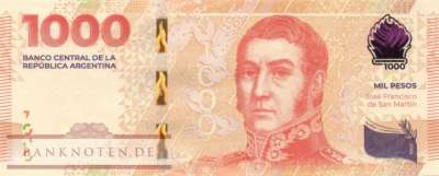 Argentinien - 1.000  Pesos (#367-A_UNC)