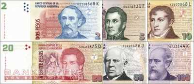 Argentina:  2 - 100 Pesos (6 banknotes)