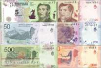 Argentina:  5 - 1.000 Pesos (8 banknotes)