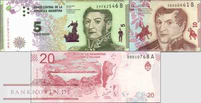 Argentina:  5 - 20 Pesos (3 banknotes)