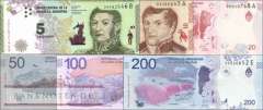 Argentina:  5 - 200 Pesos (6 banknotes)