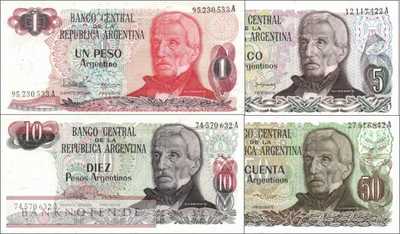 Argentina:  1 - 50 Pesos Argentinos (4 banknotes)
