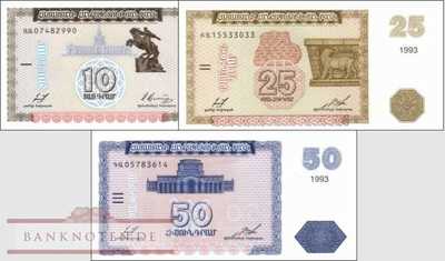 Armenia: 10 - 50 Drams (3 banknotes)