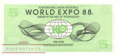 Australien - 5  Dollars - World Expo (#972_UNC)