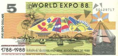 Australien - 5  Dollars - World Expo (#972_UNC)