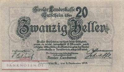 Österreich - Tirol - 20  Heller (#S140_UNC)