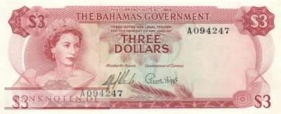 Bahamas - 3  Dollars (#019a_UNC)