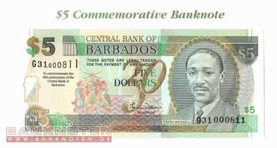 Barbados - 5  Dollars - 30 years Central Bank (#065A_UNC)