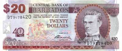 Barbados - 20  Dollars - 40 years Central Bank (#072_UNC)