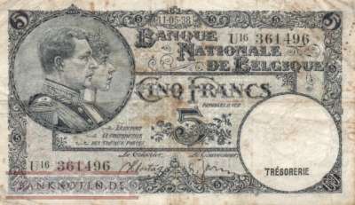 Belgium - 5  Francs (#108a_F)