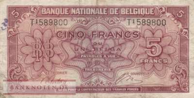 Belgien - 5  Francs (#121_F)