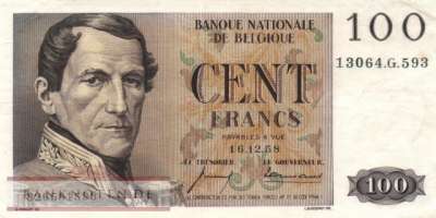 Belgium - 100  Francs (#129c-58_VF)