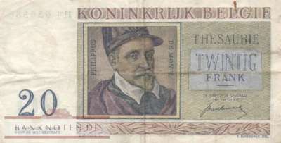 Belgium - 20  Francs (#132a_F)