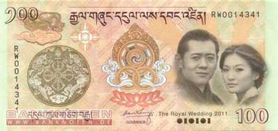 Bhutan - 100  Ngultrum - Royal Wedding Gedenkbanknote (#035F_UNC)