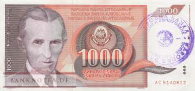 Bosnien Herzegowina - 1.000  Dinara (#002b_XF)